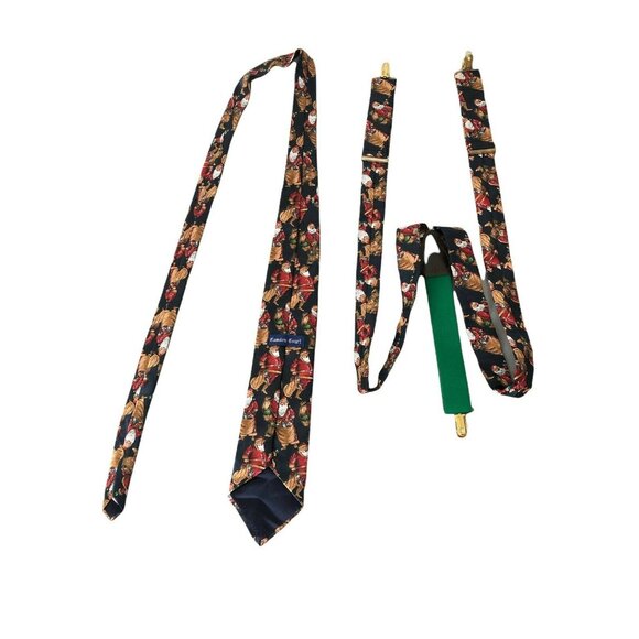 Camden Court Holiday Christmas Neck Tie and Adjustabl Suspenders Santa Red Navy - Picture 4 of 7